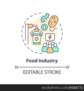 2D editable food industry thin line icon concept, isolated vector, multicolor illustration representing product liability.. 2D customizable food industry line icon concept