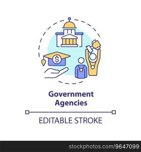 2D editable government agencies thin line icon concept, isolated vector, multicolor illustration representing athletic scholarship.. 2D customizable government agencies line icon concept