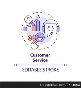 2D editable multicolor icon customer service concept, simple isolated vector, C2C thin line illustration.. 2D colorful thin linear customer service icon concept