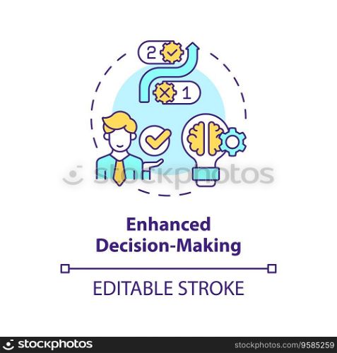 2D editable multicolor icon enhanced decision making concept, isolated vector, mindful entrepreneurship thin line illustration.. 2D customizable line icon enhanced decision making concept