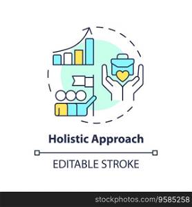 2D editable multicolor icon holistic approach concept, isolated vector, mindful entrepreneurship thin line illustration.. 2D customizable thin line icon holistic approach concept