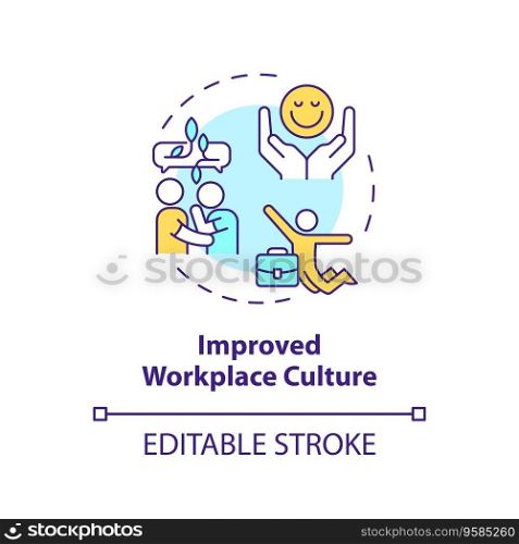 2D editable multicolor icon improved workplace culture concept, isolated vector, mindful entrepreneurship thin line illustration.. 2D customizable line icon improved workplace culture concept