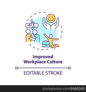 2D editable multicolor icon improved workplace culture concept, isolated vector, mindful entrepreneurship thin line illustration.. 2D customizable line icon improved workplace culture concept