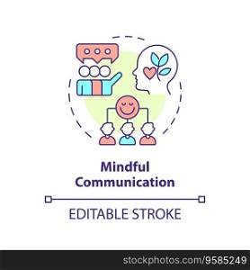 2D editable multicolor icon mindful communication concept, isolated vector, mindful entrepreneurship thin line illustration.. 2D customizable thin line icon mindful communication concept