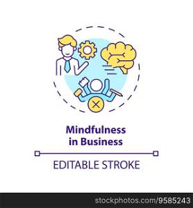 2D editable multicolor icon mindfulness in business concept, isolated vector, mindful entrepreneurship thin line illustration.. 2D customizable line icon mindfulness in business concept