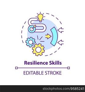 2D editable multicolor icon resilience skills concept, isolated vector, mindful entrepreneurship thin line illustration.. 2D customizable thin line icon resilience skills concept