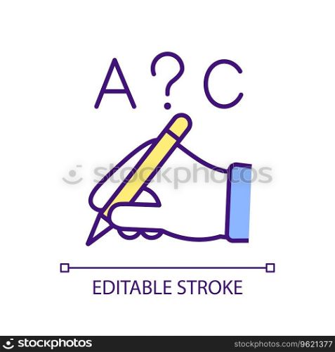 2D editable spelling difficulties icon representing dyslexia, isolated vector, multicolor thin line illustration.. 2D colorful spelling difficulties line icon