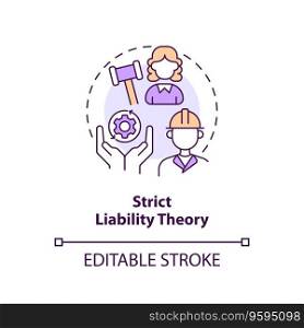 2D editable strict liability theory thin line icon concept, isolated vector, multicolor illustration representing product liability.. 2D customizable strict liability theory line icon concept