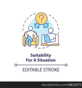 2D editable suitable for a situation thin line icon concept, isolated vector, multicolor illustration representing online therapy.. 2D suitable for a situation linear icon concept