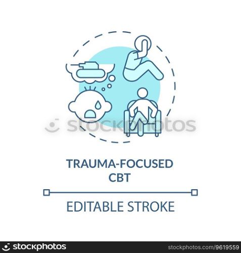 2D editable trauma focused CBT blue thin line icon concept, isolated vector, monochromatic illustration representing behavioral therapy.. 2D trauma focused CBT blue line icon concept
