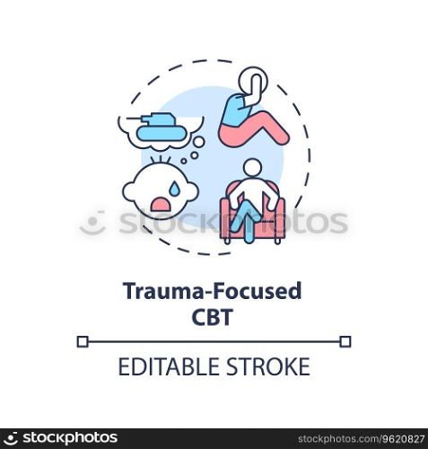 2D editable trauma focused CBT thin line icon concept, isolated vector, multicolor illustration representing behavioral therapy.. 2D trauma focused CBT line icon concept