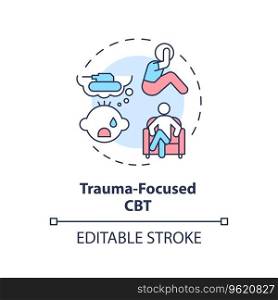 2D editable trauma focused CBT thin line icon concept, isolated vector, multicolor illustration representing behavioral therapy.. 2D trauma focused CBT line icon concept