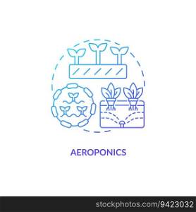 2D gradient aeroponics icon representing vertical farming and hydroponics concept, isolated vector, thin line illustration.. Thin line aeroponics icon concept