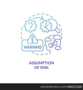 2D gradient assumption of risk thin line icon concept, isolated vector, blue illustration representing product liability.. 2D assumption of risk gradient icon concept
