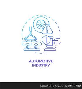 2D gradient automotive industry thin line icon concept, isolated vector, blue illustration representing product liability.. 2D automotive industry gradient icon concept