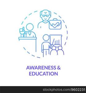 2D gradient aware≠ss and education thin li≠icon concept, isolated vector, blue illustration representing unretirement.. 2D aware≠ss and education thin li≠concept