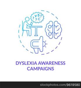2D gradient blue icon dyslexia awareness campaigns concept, simple isolated vector, dyslexia thin linear illustration. Gradient blue line icon dyslexia awareness campaigns concept