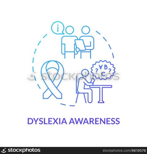 2D gradient blue icon dyslexia awareness concept, simple isolated vector, dyslexia thin linear illustration. Gradient blue line icon dyslexia awareness concept