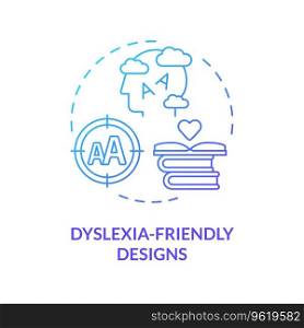 2D gradient blue icon dyslexia friendly designs concept, simple isolated vector, dyslexia thin linear illustration. Gradient blue line icon dyslexia friendly designs concept