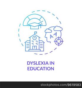 2D gradient blue icon dyslexia in education concept, simple isolated vector, dyslexia thin linear illustration. Gradient blue line icon dyslexia in education concept