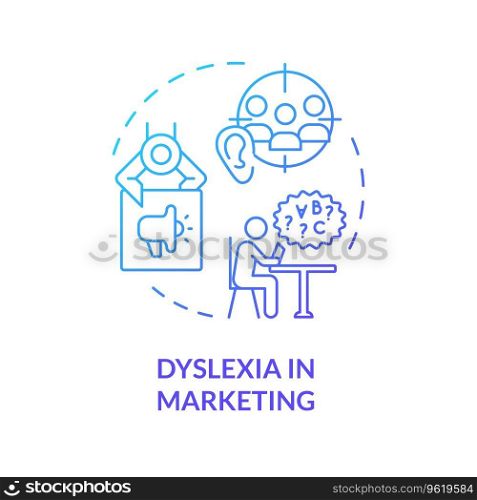2D gradient blue icon dyslexia in marketing concept, simple isolated vector, dyslexia thin linear illustration. Gradient blue line icon dyslexia in marketing concept