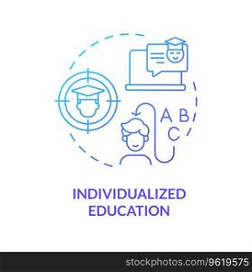 2D gradient blue icon individualized education concept, simple isolated vector, dyslexia thin linear illustration. Gradient blue line icon individualized education concept
