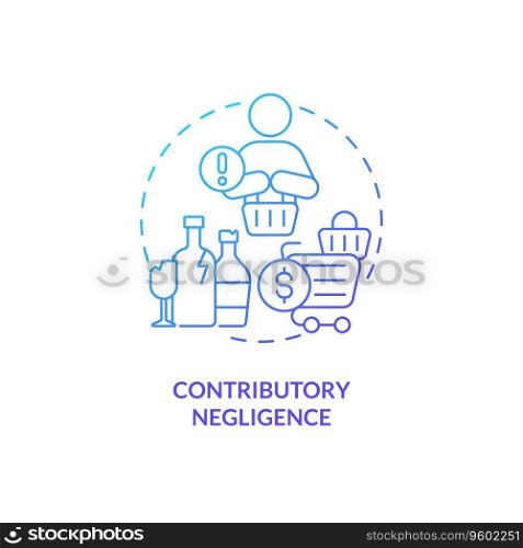 2D gradient contributory negligence thin line icon concept, isolated vector, blue illustration representing product liability.. 2D contributory negligence gradient icon concept