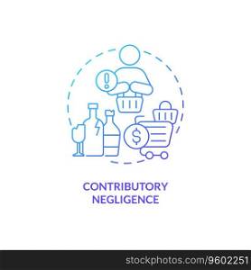 2D gradient contributory negligence thin line icon concept, isolated vector, blue illustration representing product liability.. 2D contributory negligence gradient icon concept