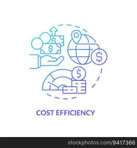 2D gradient cost efficiency icon, isolated vector, foreign direct investment thin line illustration.. Linear cost efficiency icon FDI concept