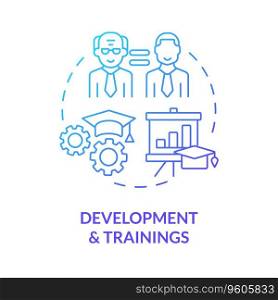 2D gradient development and trainings thin line icon concept, isolated vector, blue illustration representing unretirement.. 2D development and trainings thin line concept
