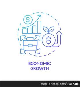 2D gradient economic growth icon, isolated vector, foreign direct investment thin line illustration.. Linear economic growth icon FDI concept