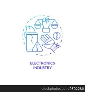 2D gradient electronics industry thin line icon concept, isolated vector, blue illustration representing product liability.. 2D electronics industry gradient icon concept