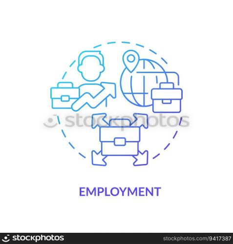 2D gradient employment icon, isolated vector, foreign direct investment thin line illustration.. Linear employment icon FDI concept