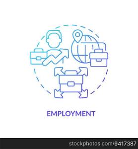 2D gradient employment icon, isolated vector, foreign direct investment thin line illustration.. Linear employment icon FDI concept