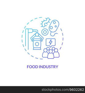 2D gradient food industry thin line icon concept, isolated vector, blue illustration representing product liability.. 2D food industry gradient icon concept