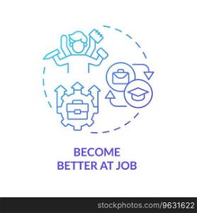 2D gradient icon become better at job concept, simple isolated vector, MOOC blue thin line illustration.. 2D gradient thin linear icon become better at job concept
