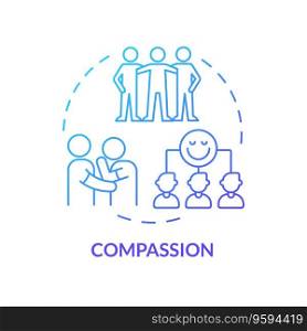 2D gradient icon compassion concept, isolated vector, mindful entrepreneurship thin line illustration.. 2D gradient thin line icon compassion concept