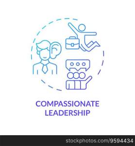 2D gradient icon compassionate leadership concept, isolated vector, mindful entrepreneurship thin line illustration.. 2D gradient line icon compassionate leadership concept