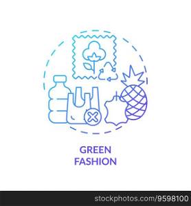 2D gradient icon green fashion concept, simple isolated vector, sustainable fashion thin line blue illustration.. 2D thin line gradient icon green fashion concept