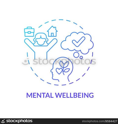 2D gradient icon mental wellbeing concept, isolated vector, mindful entrepreneurship thin line illustration.. 2D gradient thin line icon mental wellbeing concept