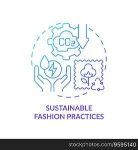 2D gradient icon sustainable fashion practices concept, simple isolated vector, sustainable fashion thin line blue illustration.. 2D icon sustainable fashion practices concept