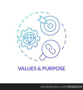 2D gradient icon values and purpose concept, isolated vector, mindful entrepreneurship thin line illustration.. 2D gradient thin line icon values and purpose concept