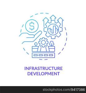 2D gradient infrastructure development icon, isolated vector, foreign direct investment thin line illustration.. Linear infrastructure development icon FDI concept