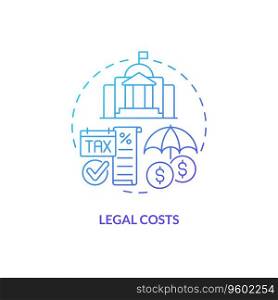 2D gradient legal costs thin line icon concept, isolated vector, blue illustration representing product liability.. 2D legal costs gradient icon concept