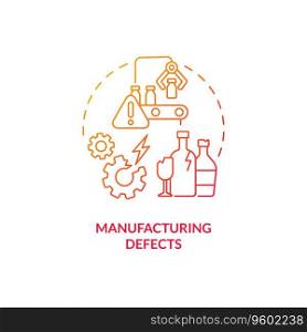 2D gradient manufacturing defects thin line icon concept, isolated vector, red illustration representing product liability.. 2D manufacturing defects gradient icon concept