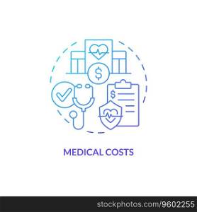 2D gradient medical costs thin line icon concept, isolated vector, blue illustration representing product liability.. 2D medical costs gradient icon concept