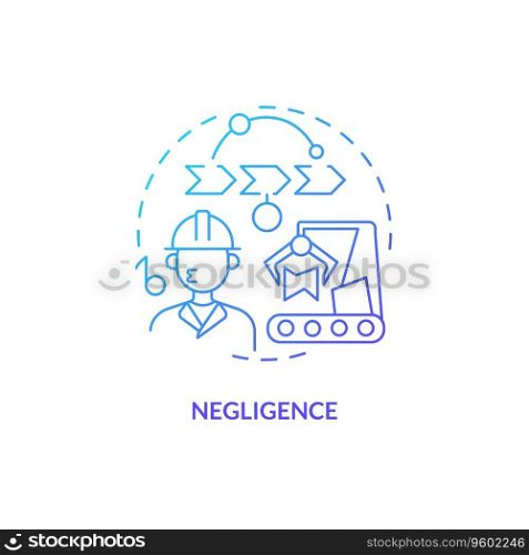 2D gradient negligence thin line icon concept, isolated vector, blue illustration representing product liability.. 2D negligence gradient icon concept