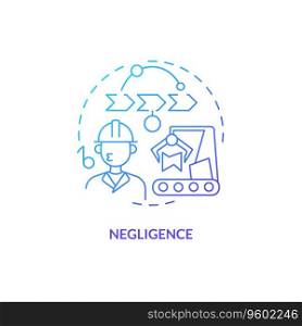 2D gradient negligence thin line icon concept, isolated vector, blue illustration representing product liability.. 2D negligence gradient icon concept