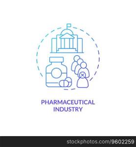 2D gradient pharmaceutical industry thin line icon concept, isolated vector, blue illustration representing product liability.. 2D pharmaceutical industry gradient icon concept