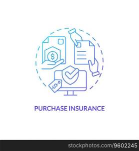 2D gradient purchase insurance thin line icon concept, isolated vector, blue illustration representing product liability.. 2D purchase insurance gradient icon concept